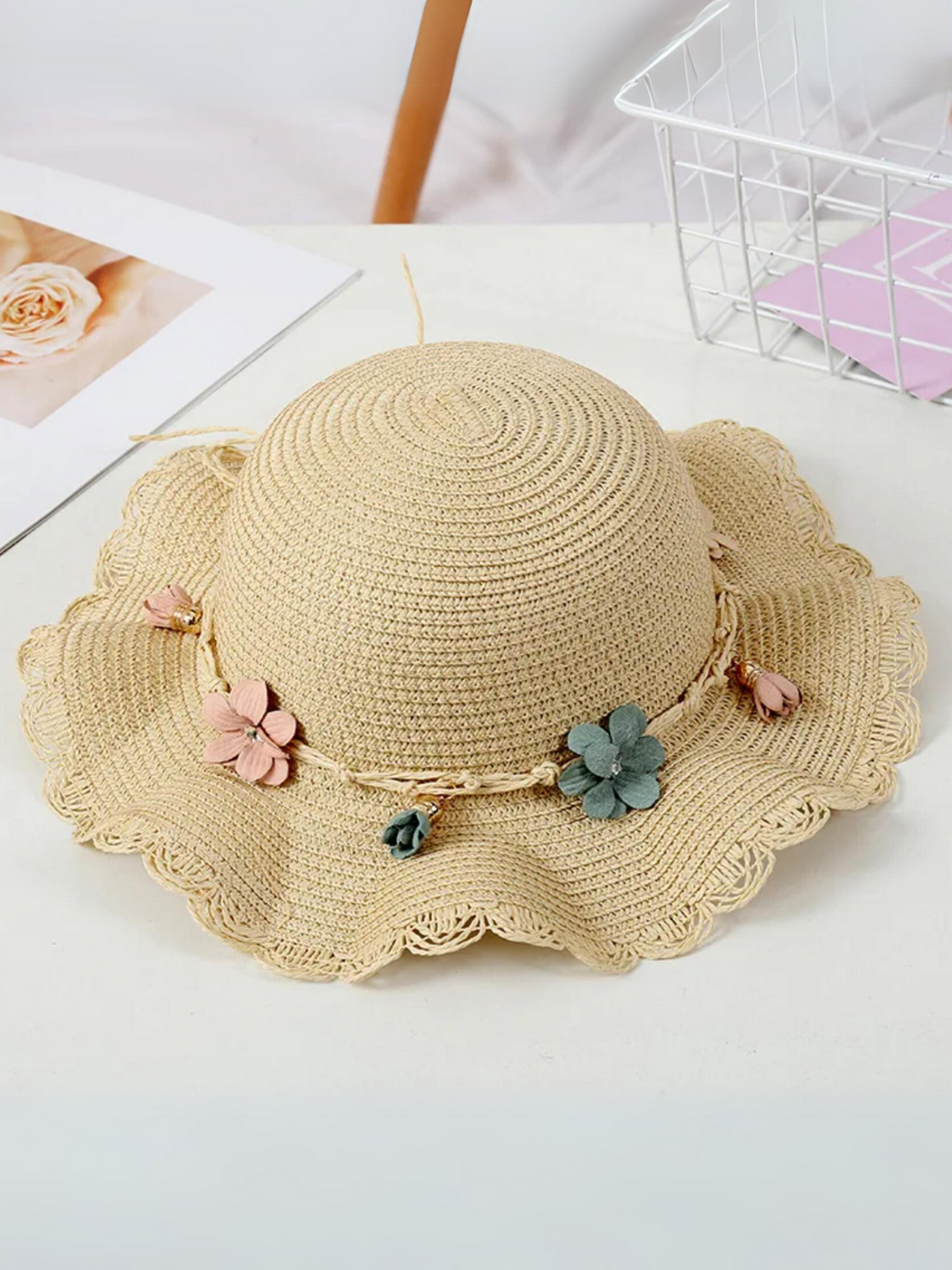 Mia Belle Girls Floral Straw Hat | Girls Accessories