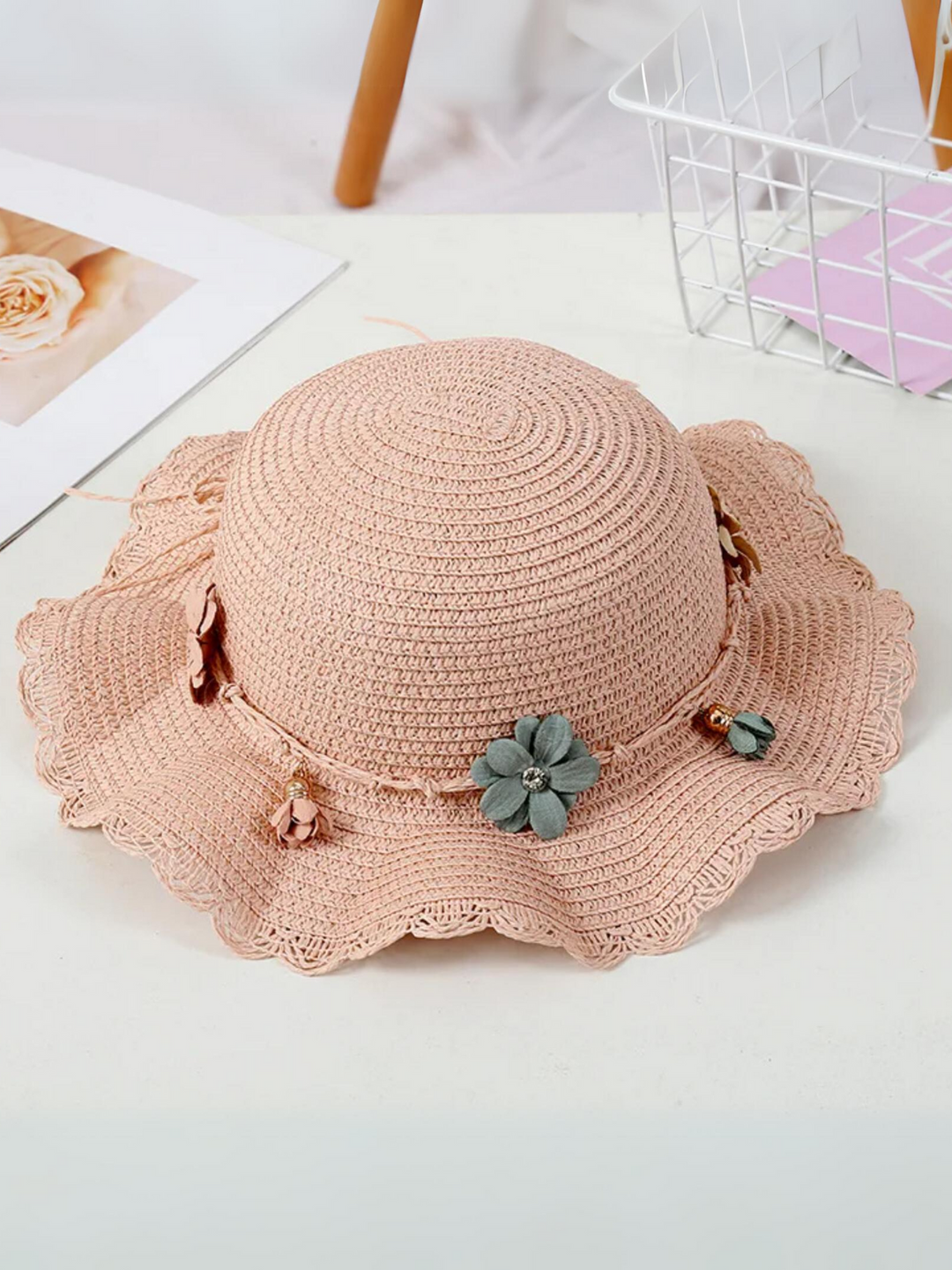 Mia Belle Girls Floral Straw Hat | Girls Accessories