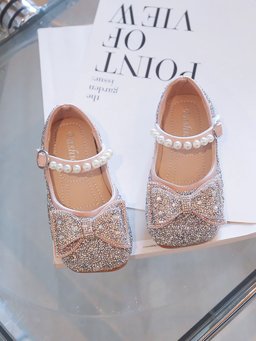 Mia Belle Girls Sparkle Bow Mary Jane Flats | Shoes By Liv and Mia