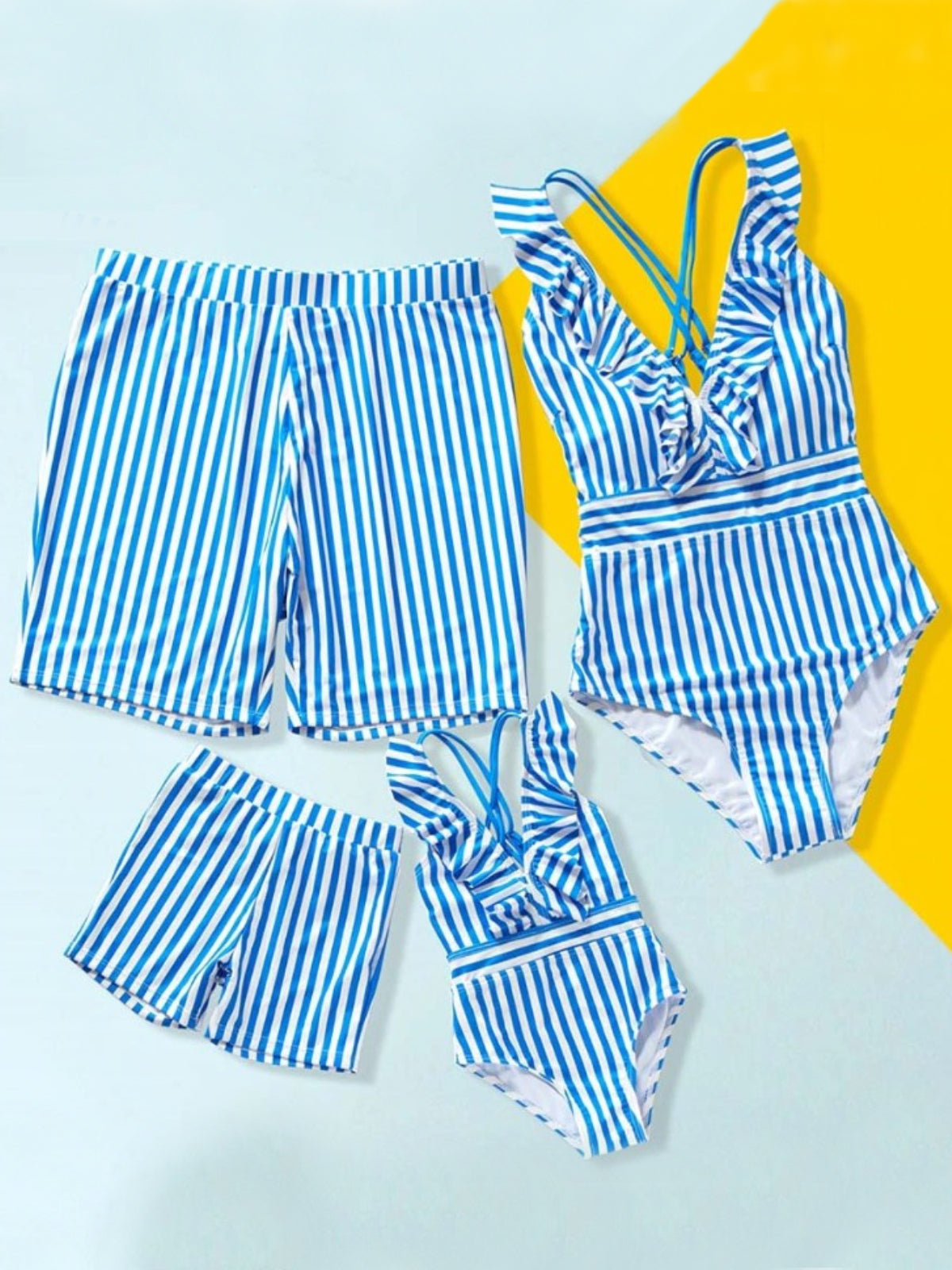 Baby blue and white striped swimsuit hotsell