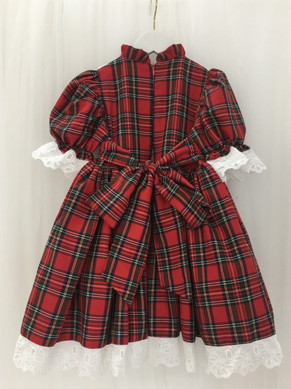 Mia Belle Girls Special Occasion Dresses | Lace Trim Plaid Dress