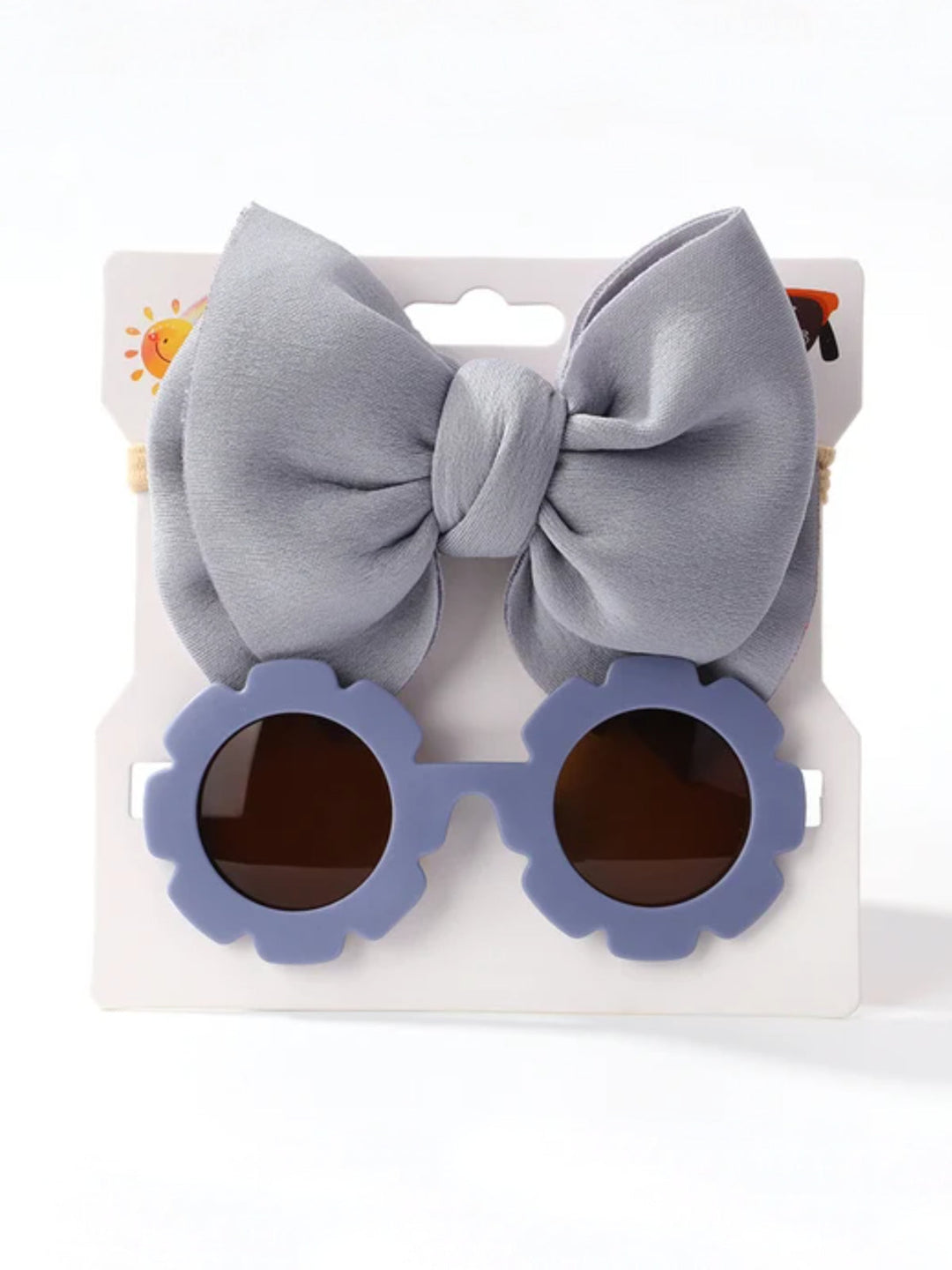 Floral Round Sunglasses and Matching Bow Set