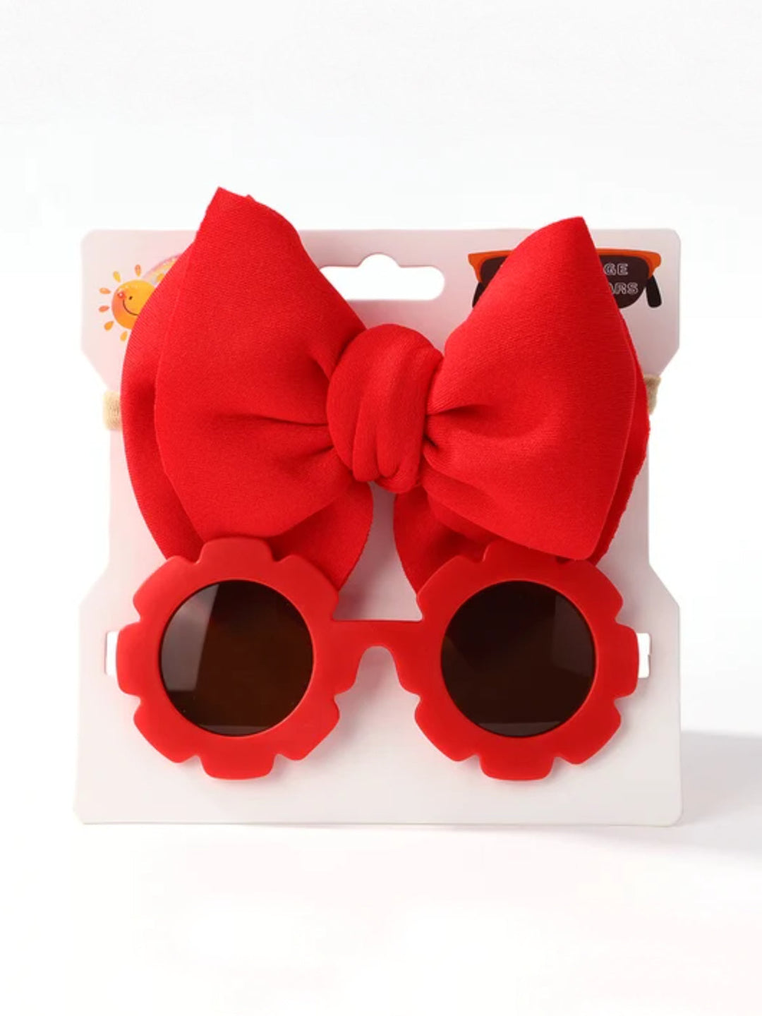 Floral Round Sunglasses and Matching Bow Set