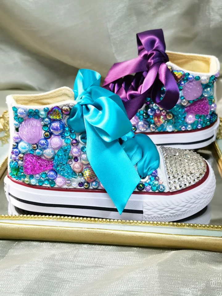 Mia Belle Girls Ocean Beads Canvas Sneakers | Shoes By Liv and Mia