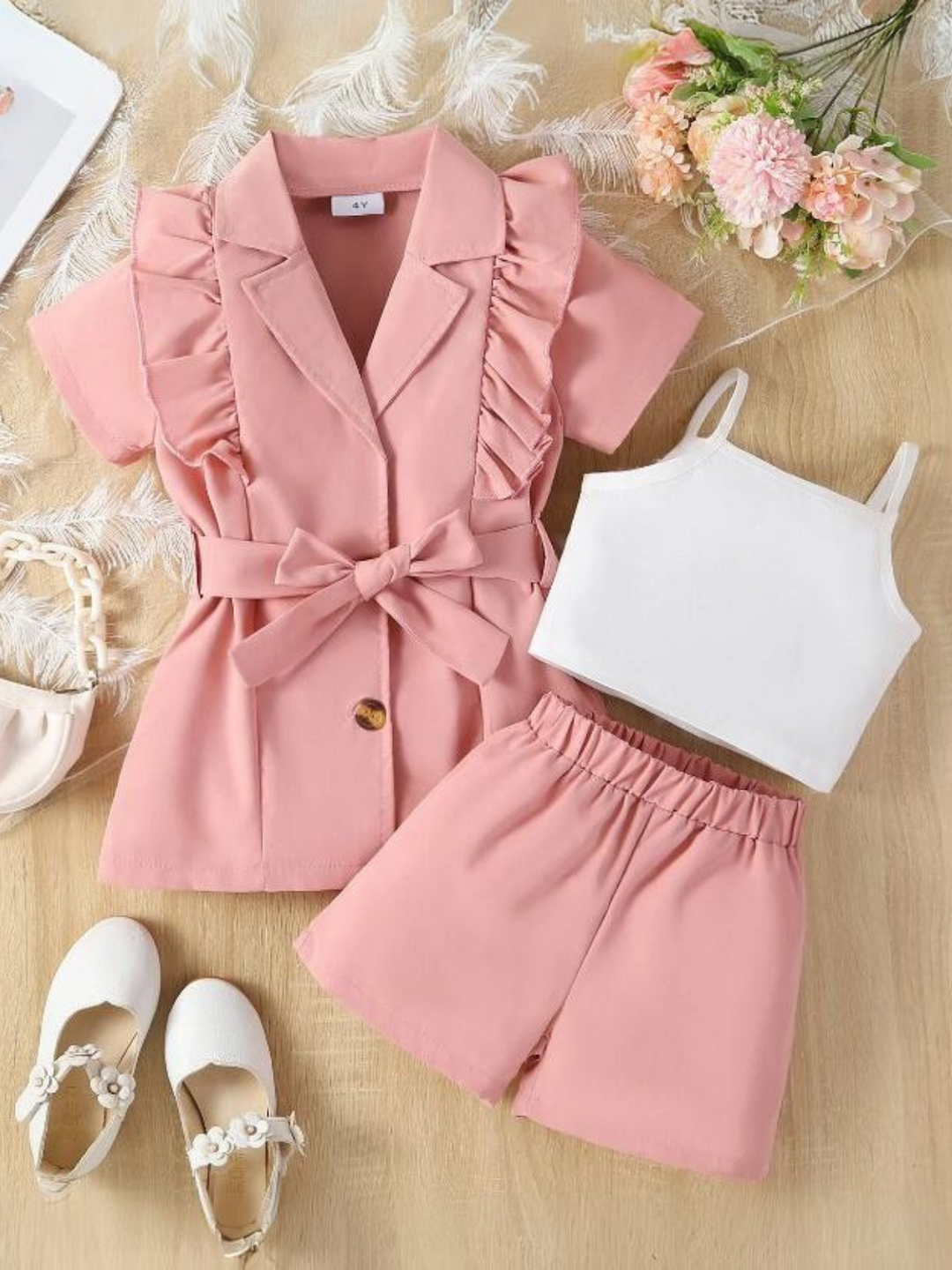 Blazer Crop Top And Shorts Set | Summer Outfits | Mia Belle Girls