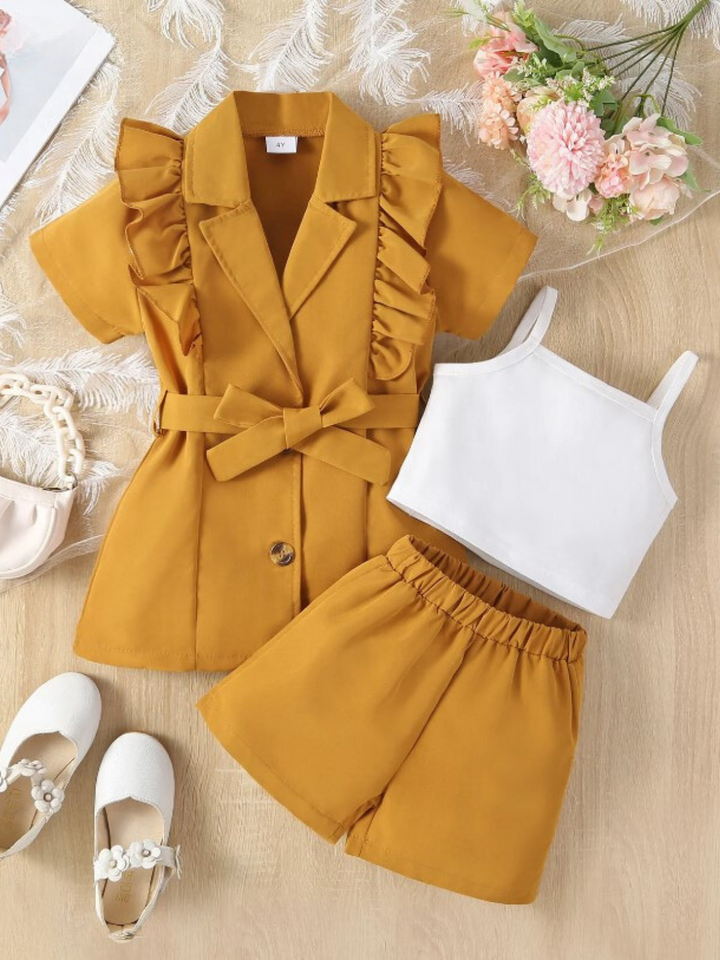 Blazer Crop Top And Shorts Set | Summer Outfits | Mia Belle Girls