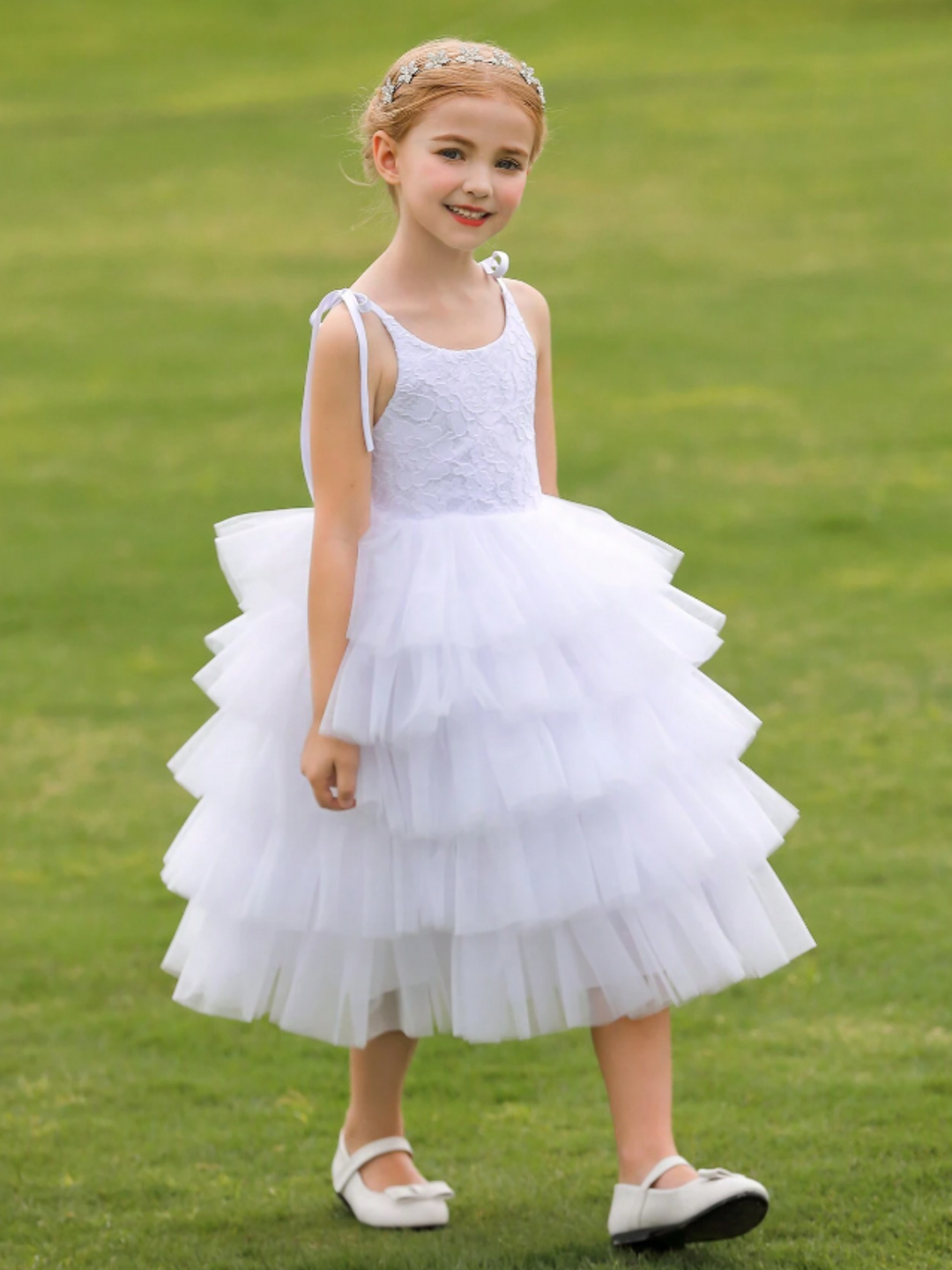 Mia Belle Girls Tiered Tulle Communion Dress | Girls Communion Dresses