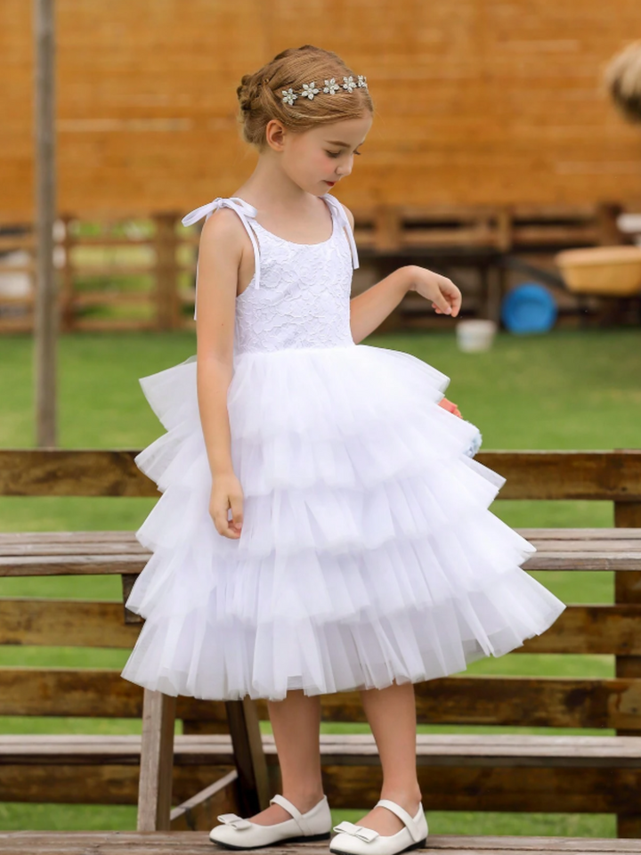 Mia Belle Girls Tiered Tulle Communion Dress | Girls Communion Dresses