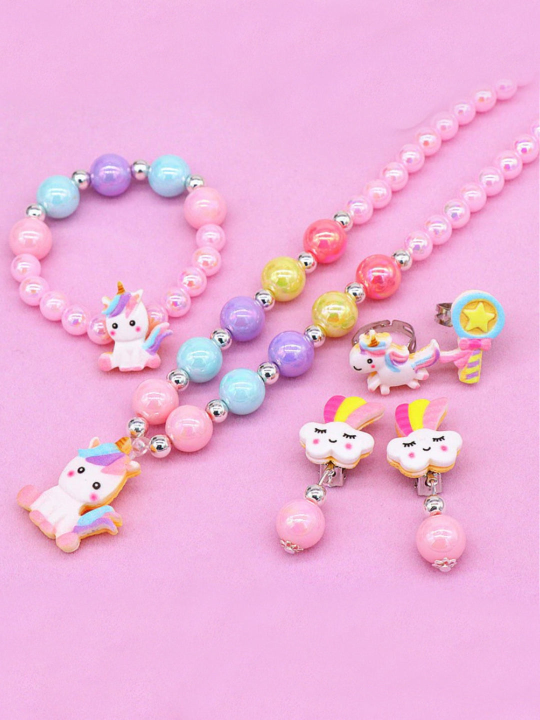 Mia Belle Girls Unicorn Pearl Jewelry 6-Piece Set | Girls Accessories