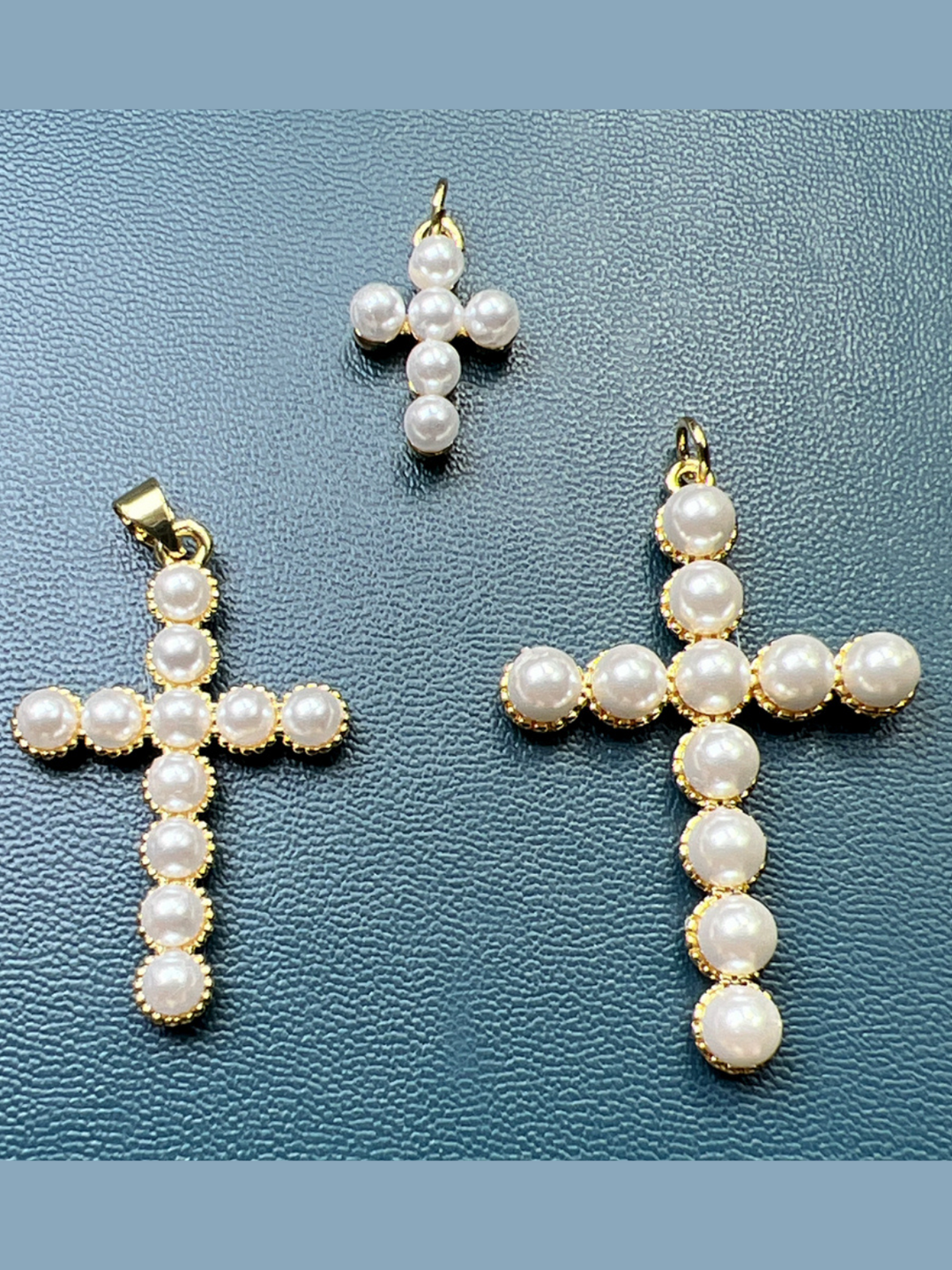 Girls Formal Accessories | Gold Pearled Cross Pendant Necklace Charms