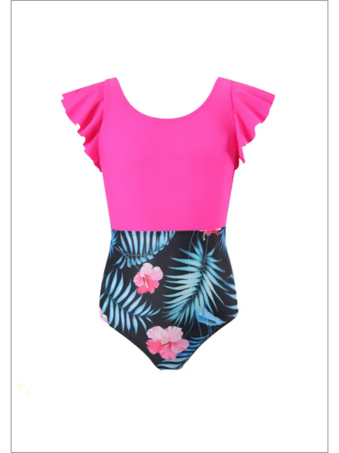 Mia Belle Girls Pink And Tropical Swimsuit | Mommy And Me