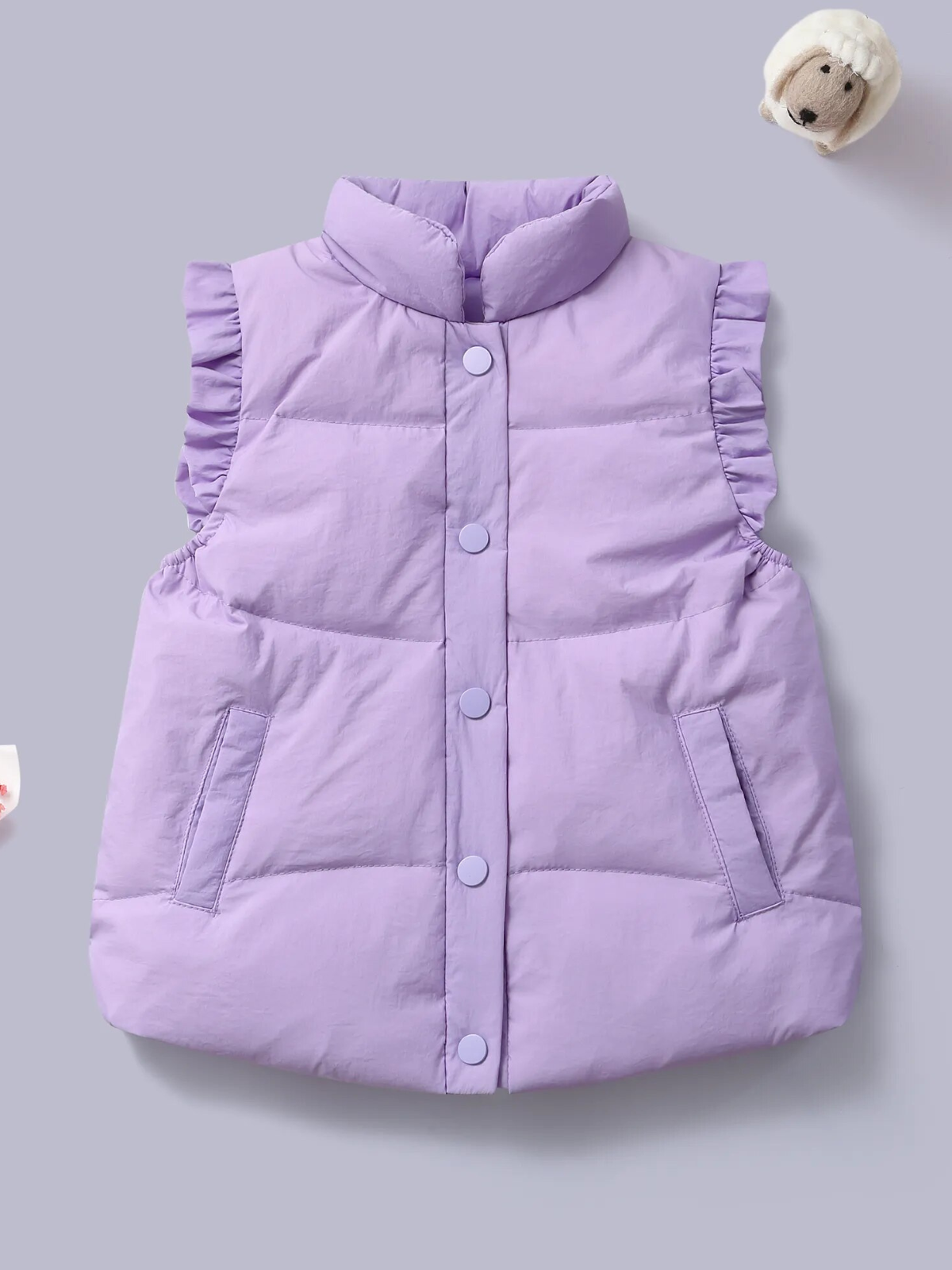 Mia Belle Girls Ruffle Sleeve Puffer Vest | Girls Winter Tops