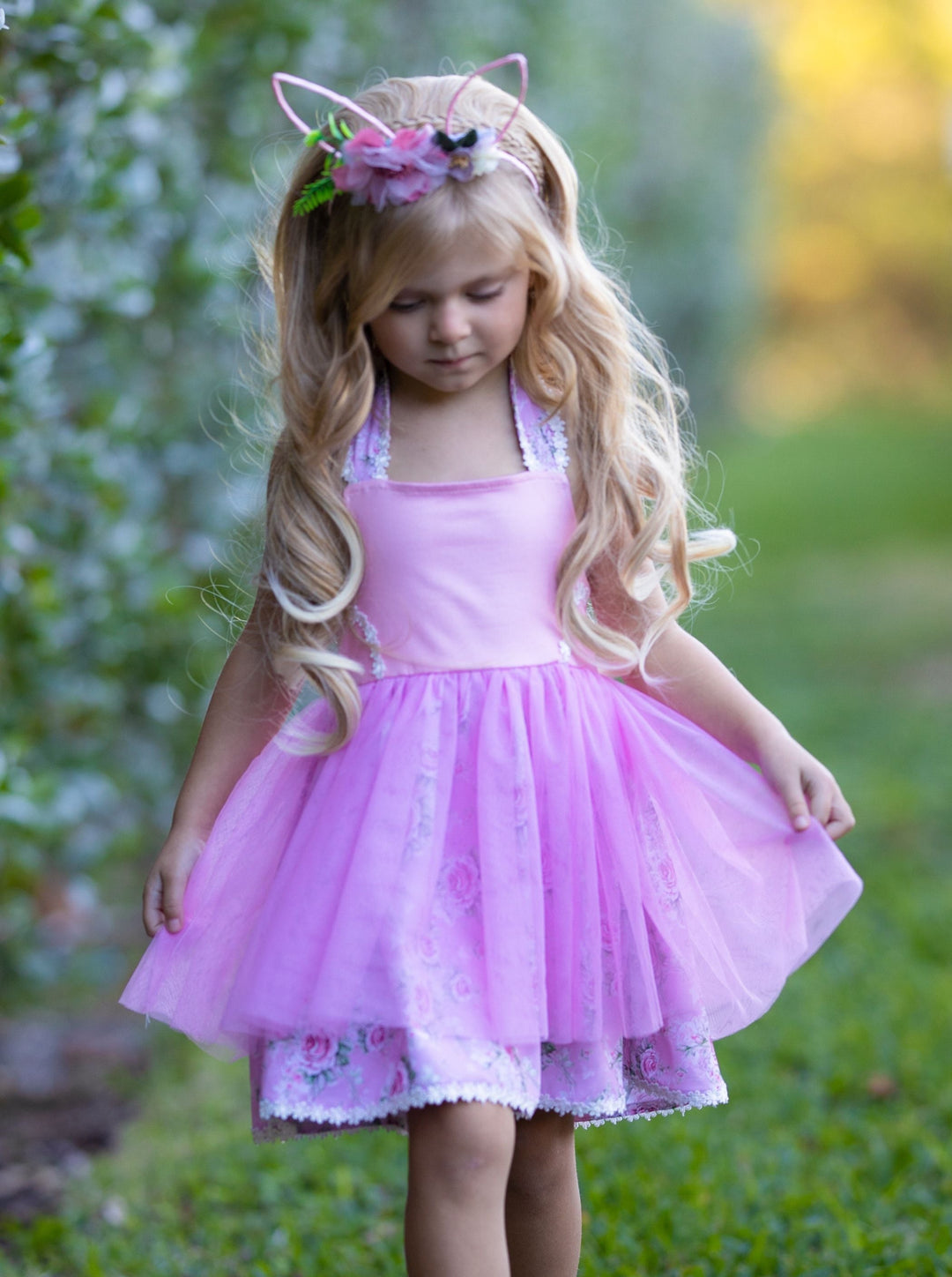 Mia Belle Girls Easter Dresses | Bunny Embroidered Tulle Dress