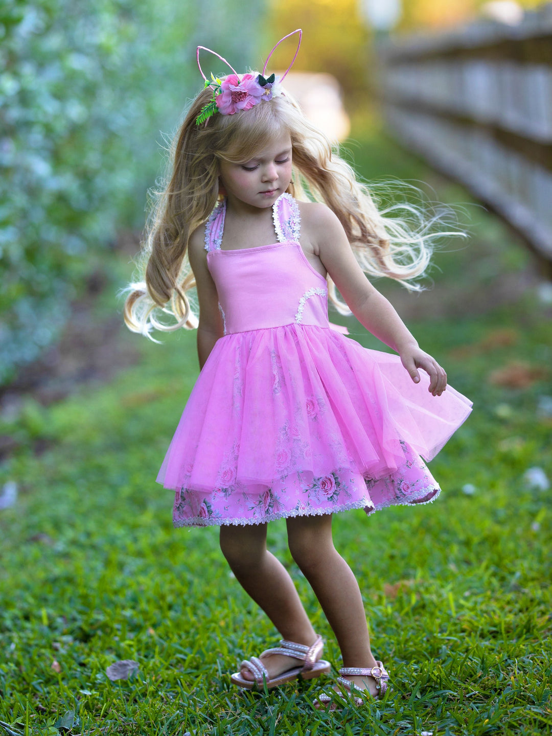 Mia Belle Girls Easter Dresses | Bunny Embroidered Tulle Dress