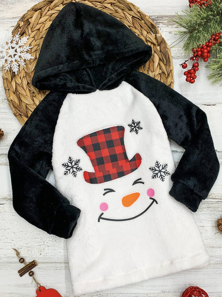 girls Plush Fleece Raglan Holiday Hoodie