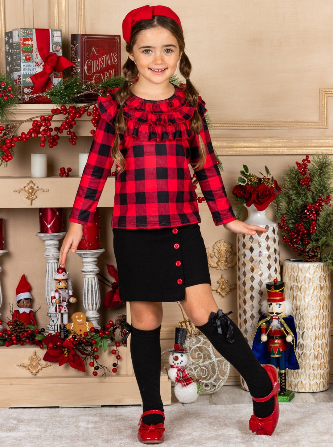 Fall Outfits | Plaid Top & Asymmetric Skirt Set | Cute Girls Set