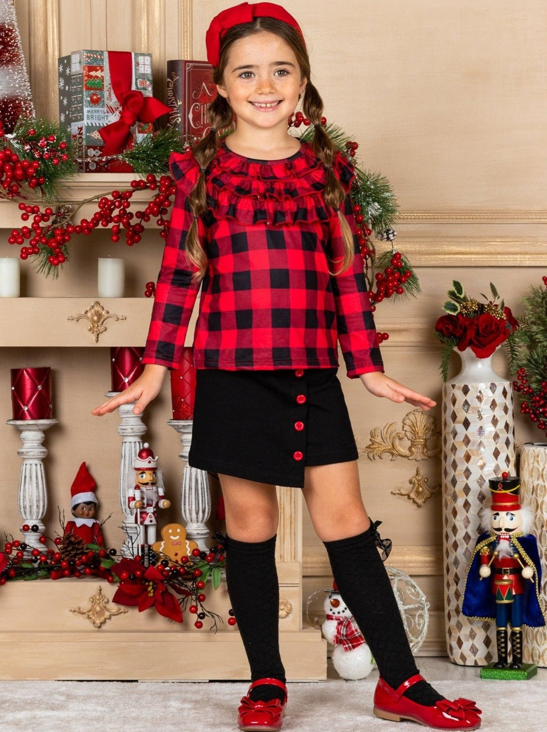 Fall Outfits | Plaid Top & Asymmetric Skirt Set | Cute Girls Set