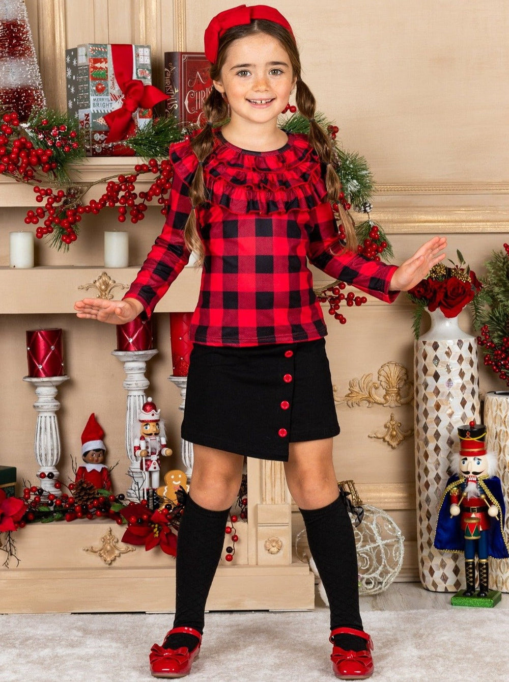 Fall Outfits | Plaid Top & Asymmetric Skirt Set | Cute Girls Set