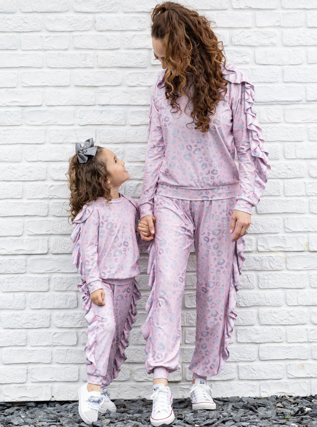 Mommy & Me Sets | Leopard Print Ruffle Jogger Set - Mia Belle Girls