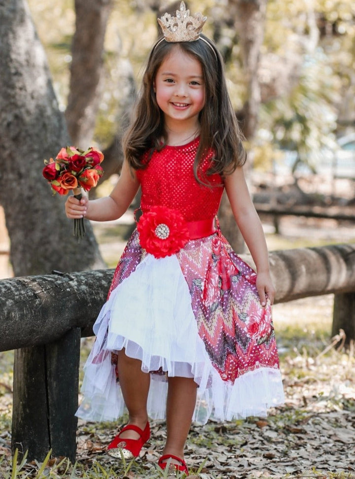 Winter Party Dresses | Girls Sequin Bodice Hi-Lo Overlay Party Dress