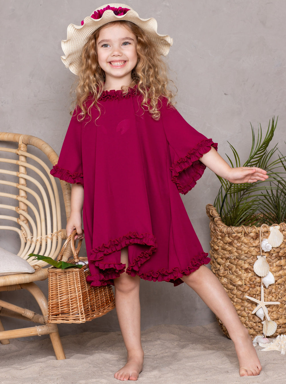 Kids Resort Swimwear | Little Girls Sheer Ruffle Hem Cover Up