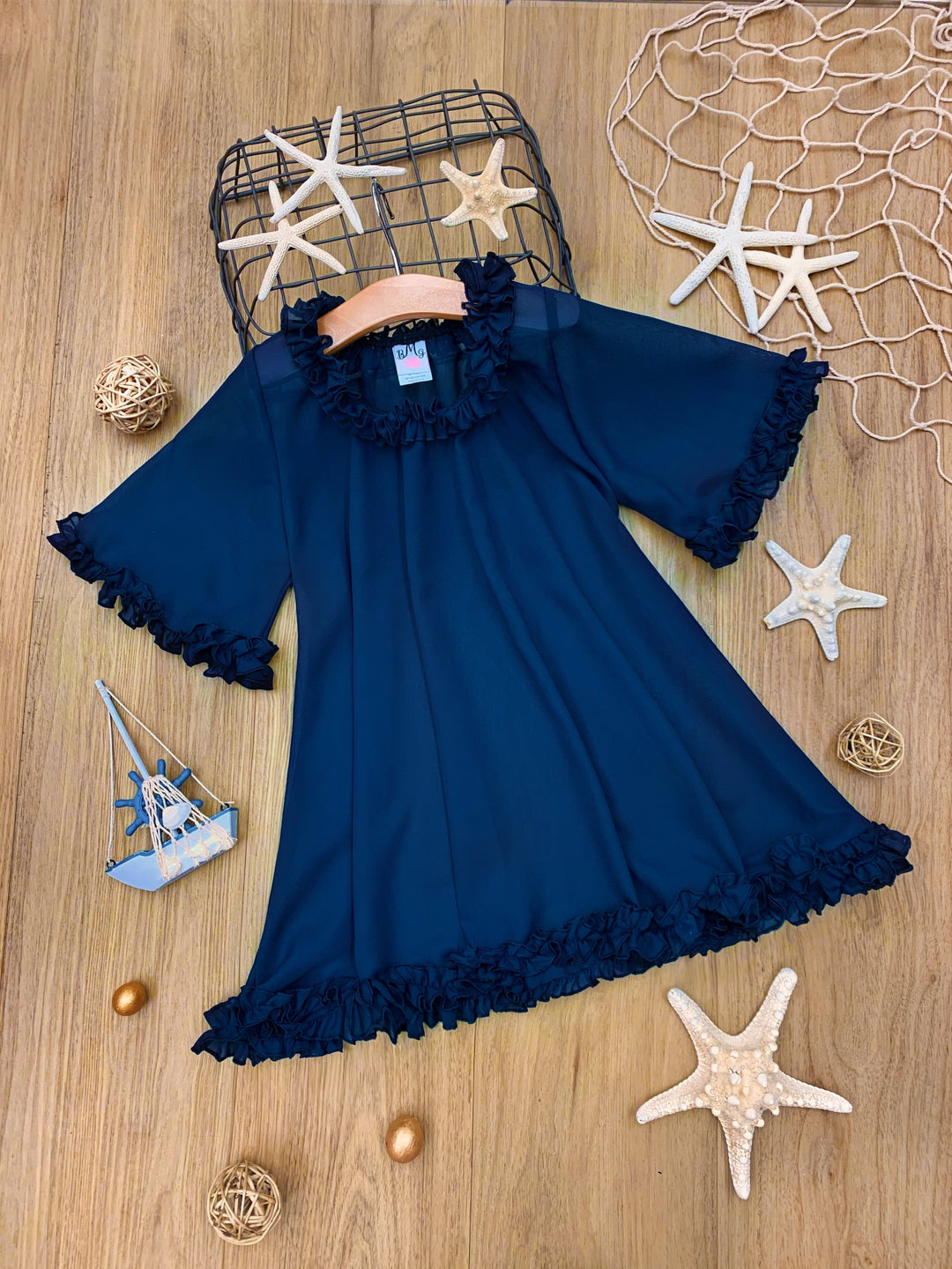 Kids Resort Wear | Little Girls Sheer Ruffle Hem Cover Up