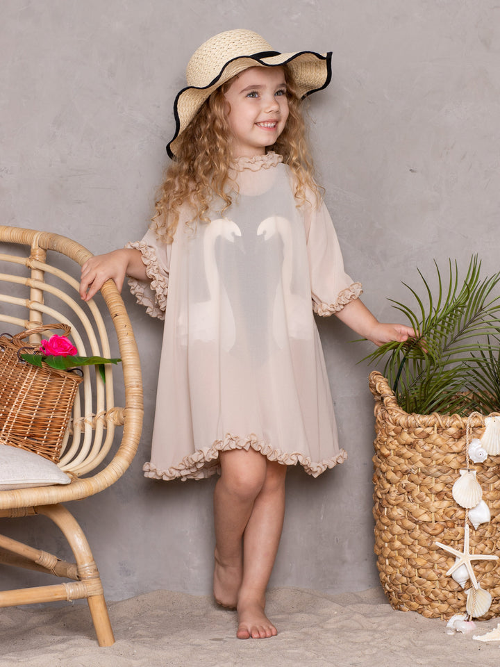 Kids Resort Wear | Little Girls Sheer Ruffle Hem Cover Up