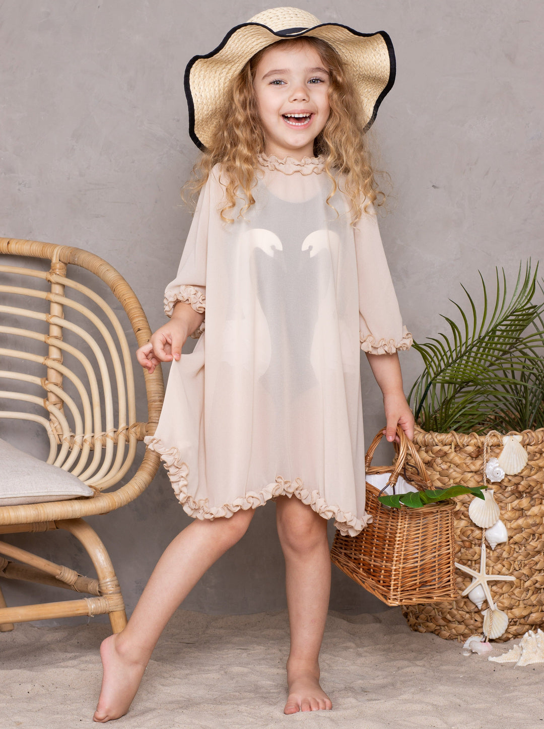 Kids Resort Wear | Little Girls Sheer Ruffle Hem Cover Up