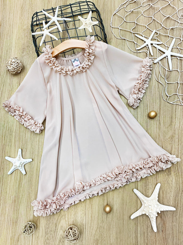 Kids Resort Wear | Little Girls Sheer Ruffle Hem Cover Up