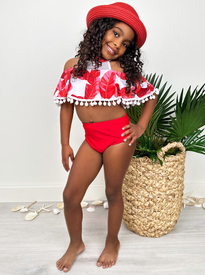 Mia Belle Girls Tropical High Waist Two Piece Swimsuit | Resort Wear