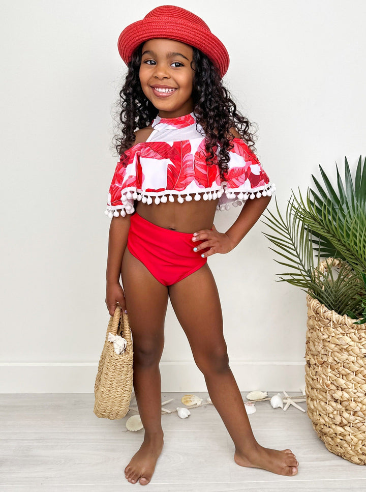 Mia Belle Girls Tropical High Waist Two Piece Swimsuit | Resort Wear