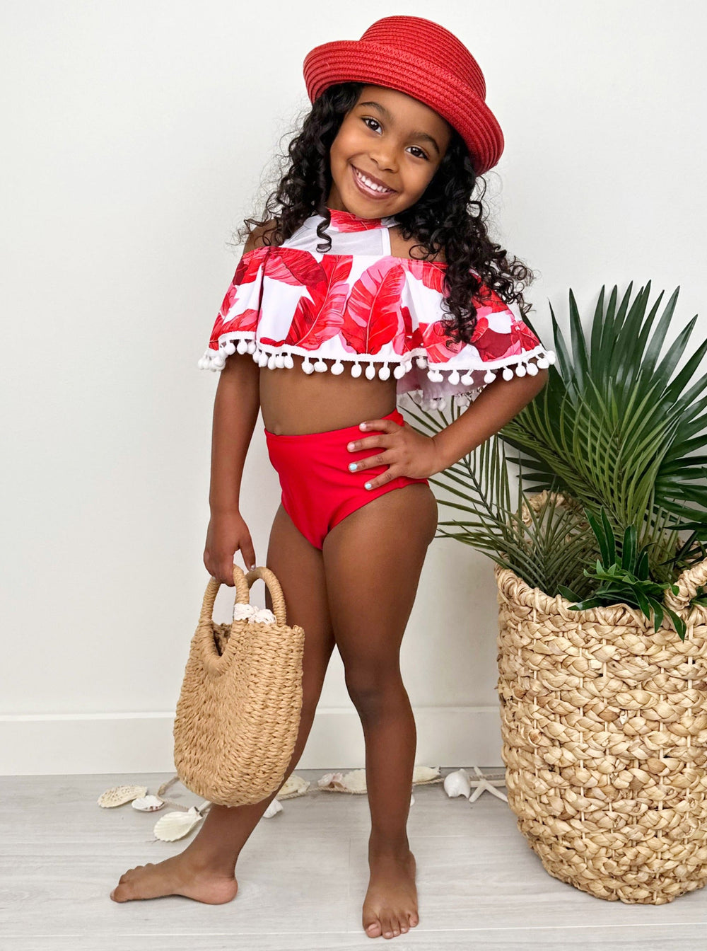 Mia Belle Girls Tropical High Waist Two Piece Swimsuit | Resort Wear