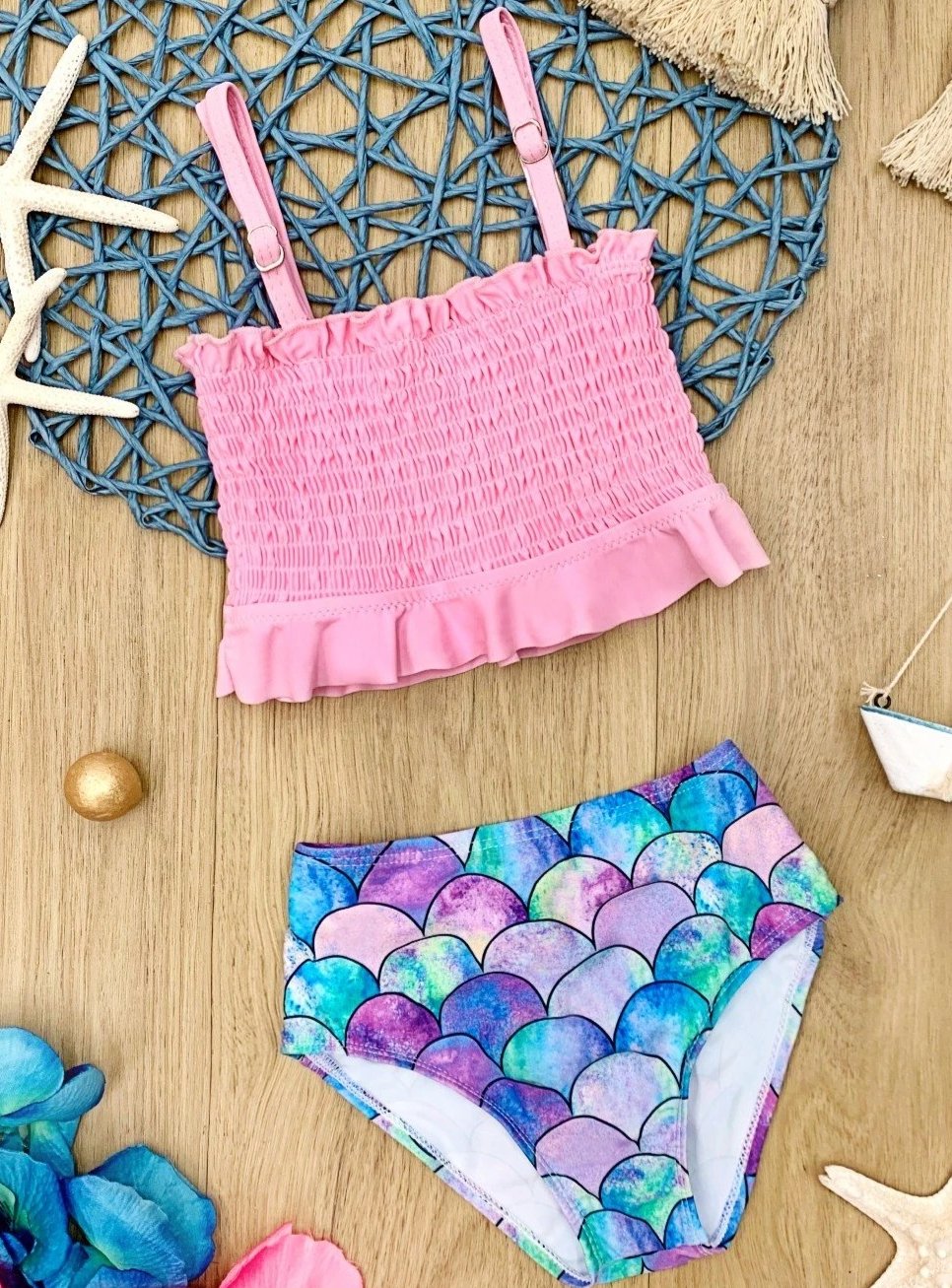 Girls Mermaid Scale Two-Piece Swimsuit | Mia Belle Girls