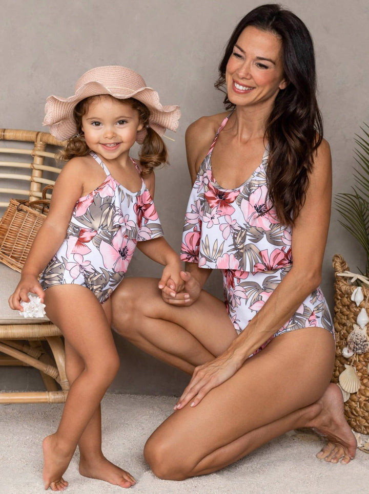 Mommy & Me One Piece Swimsuits| Tropical Swimsuits | Mia Belle Girls