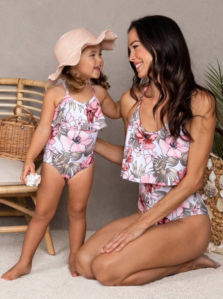 Mommy & Me One Piece Swimsuits| Tropical Swimsuits | Mia Belle Girls