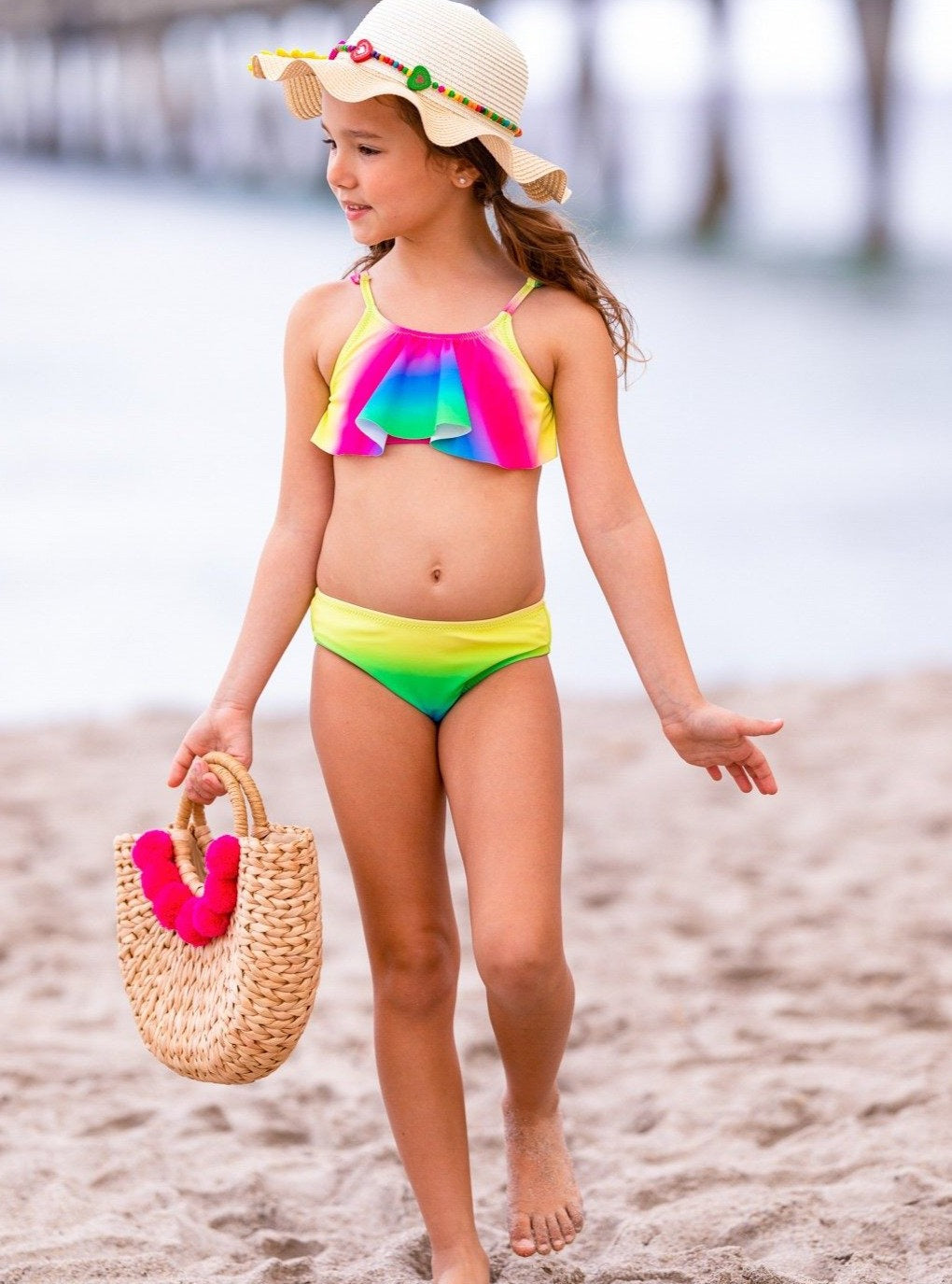 Kids Swimsuits | Girls Gradient Rainbow Flutter Two-Piece Swimsuit 