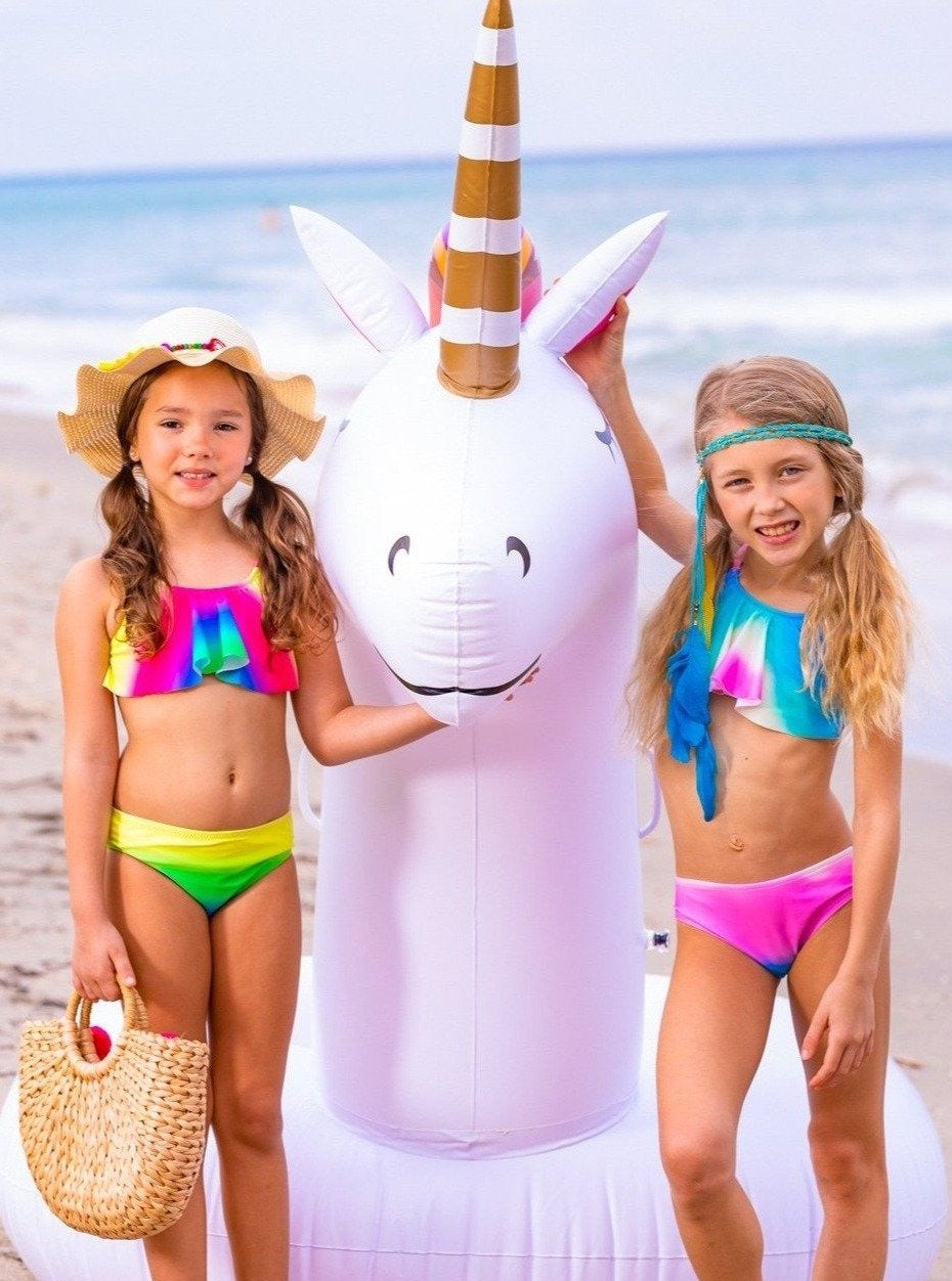 Kids Swimsuits | Girls Gradient Rainbow Flutter Two-Piece Swimsuit 