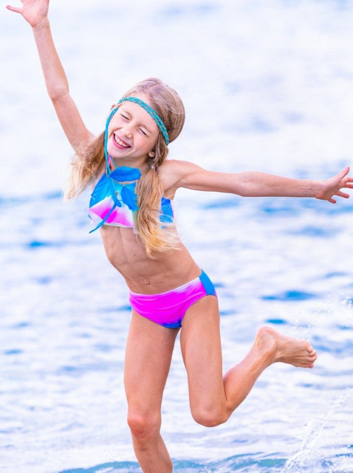 Kids Swimsuits | Girls Gradient Rainbow Flutter Two-Piece Swimsuit 