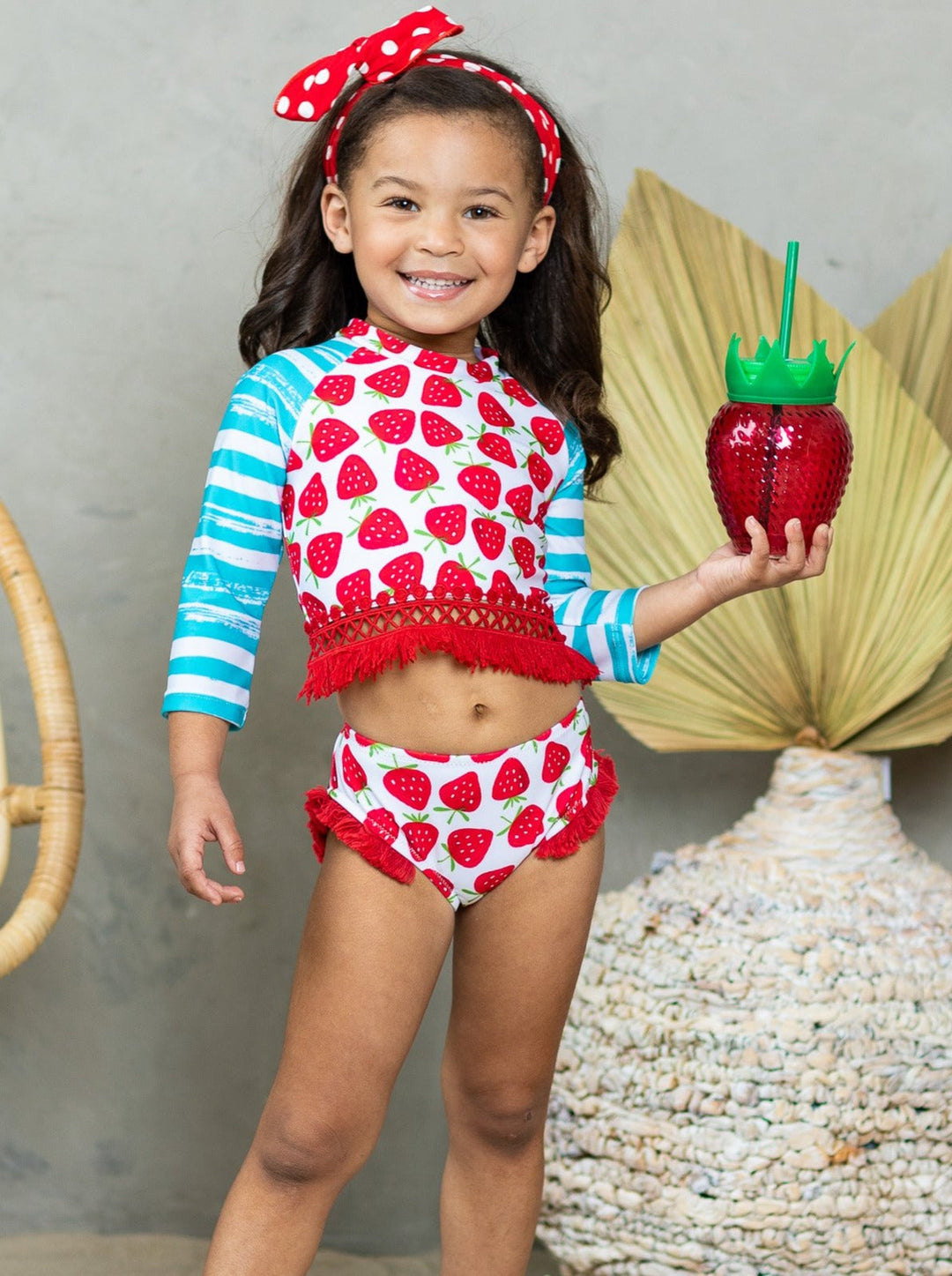 Toddler Swimwear | Girls Strawberry Rash Guard Two Piece Swimsuit