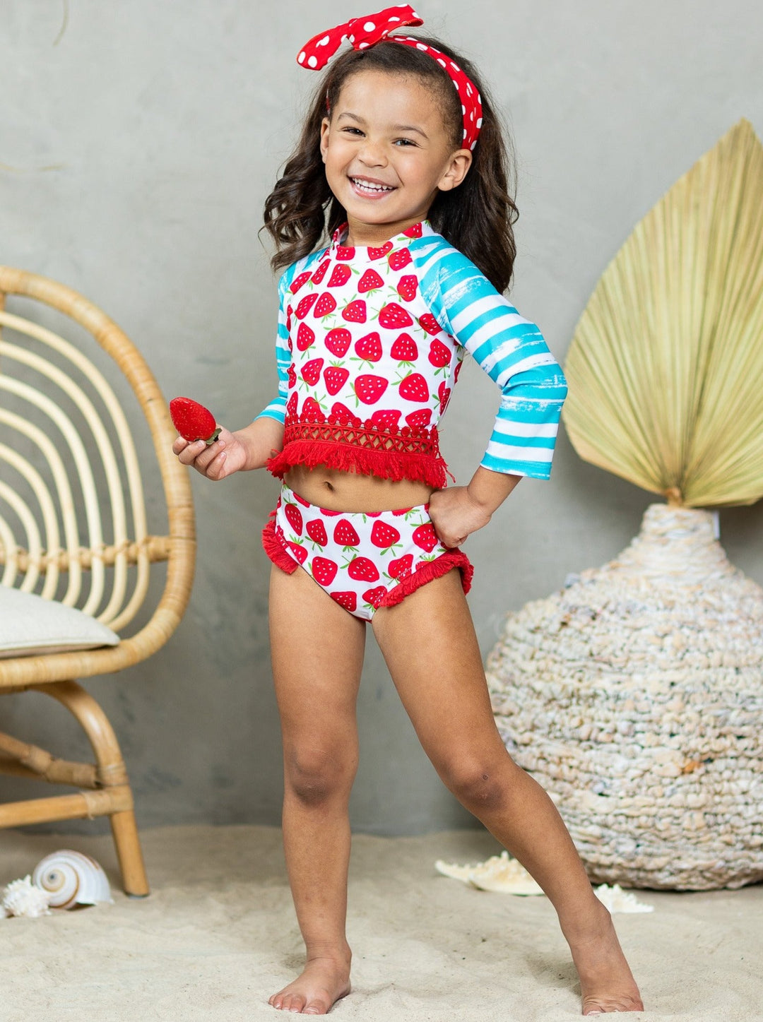 Toddler Swimwear | Girls Strawberry Rash Guard Two Piece Swimsuit