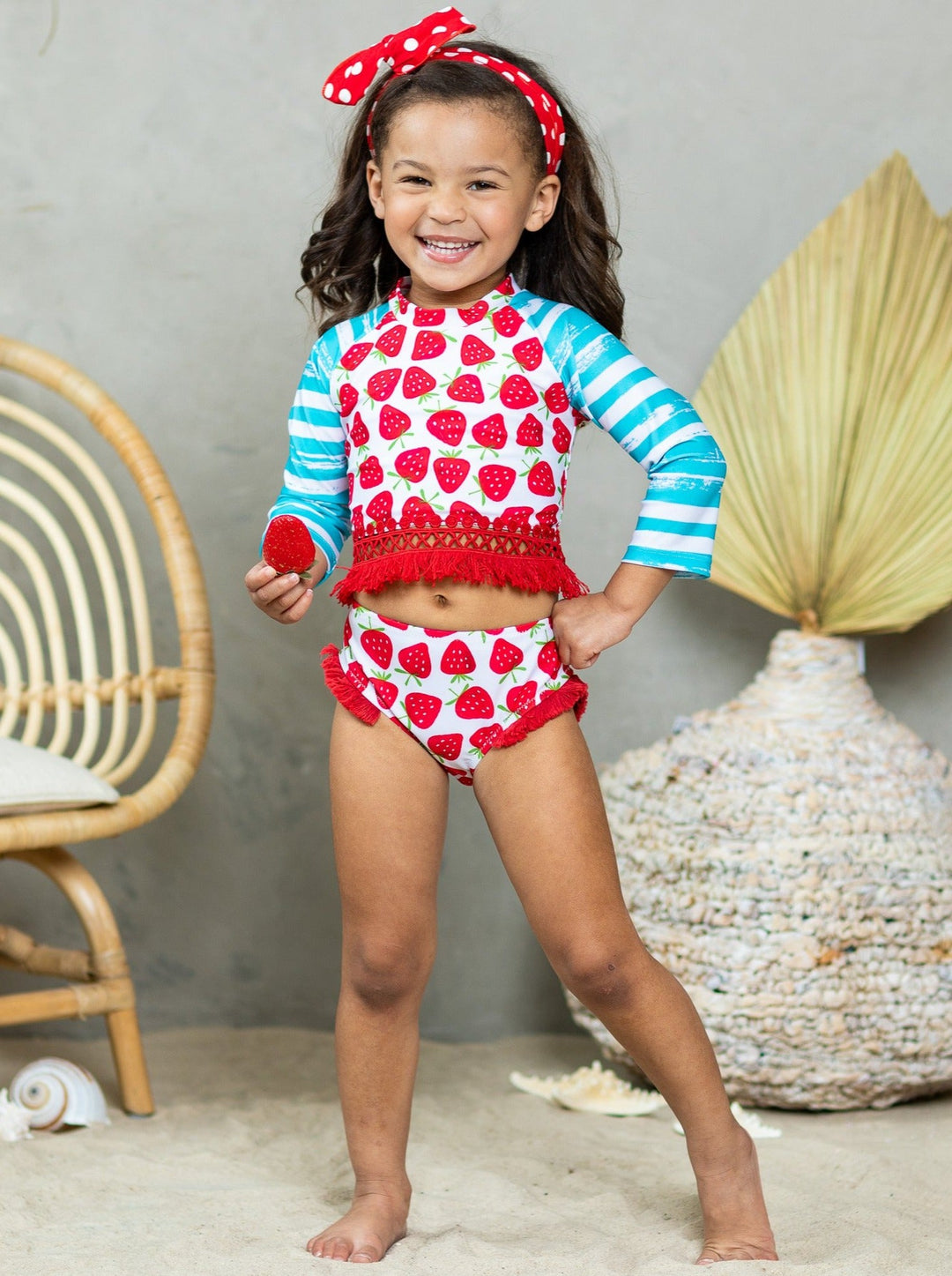 Toddler Swimwear | Girls Strawberry Rash Guard Two Piece Swimsuit