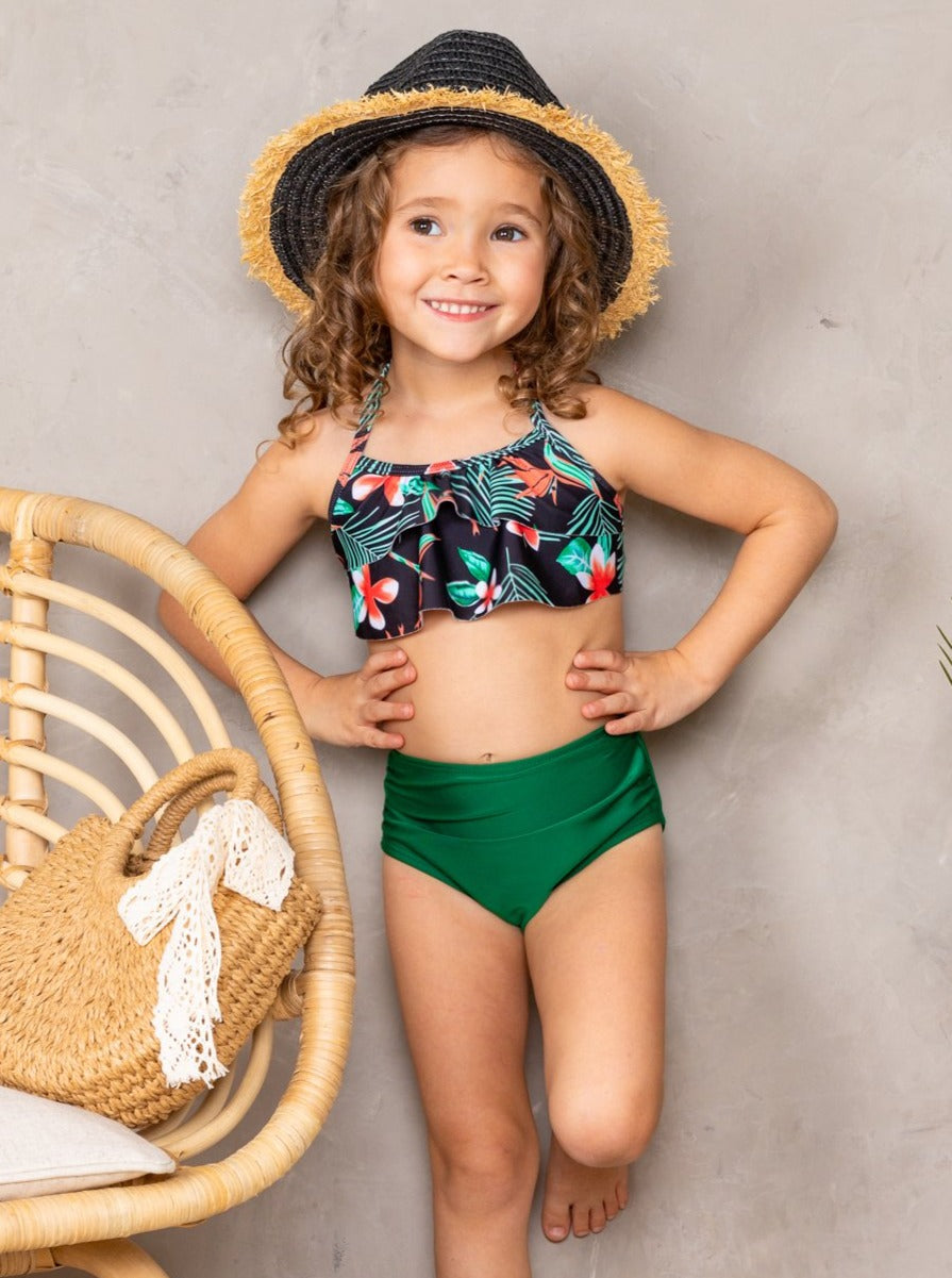 Mommy & Me Swimsuit | Tropical Two-Piece Swimsuit - Mia Belle Girls 