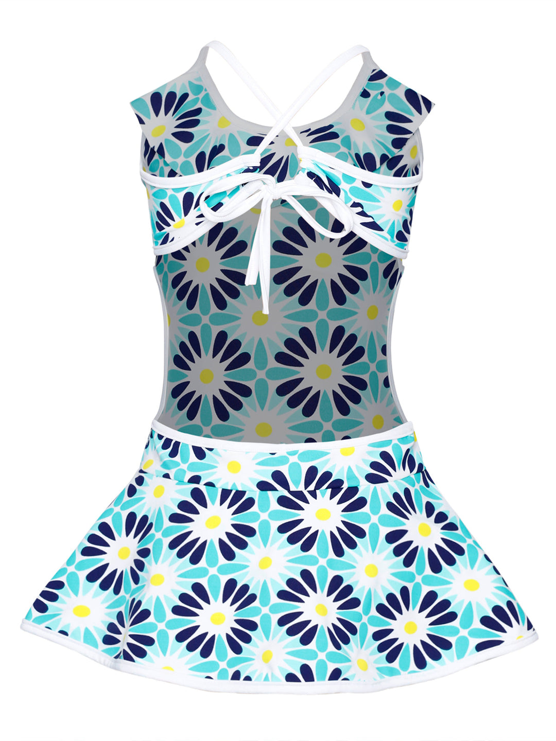 Kids Swimsuits | Girls Ruffled Side Cutout Skirted One Piece Swimsuit