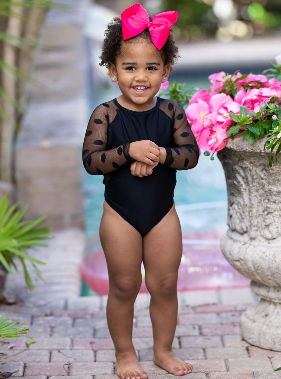 Mia Belle Girls Polka Dot Sleeve One Piece Swimsuit | Resort Wear