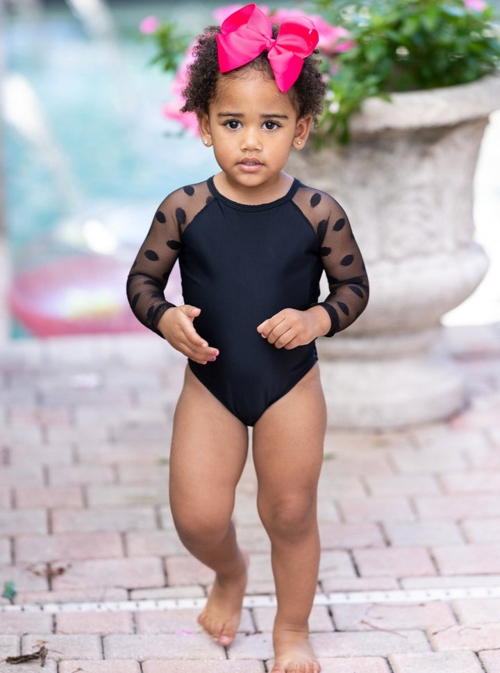 Mia Belle Girls Polka Dot Sleeve One Piece Swimsuit | Resort Wear