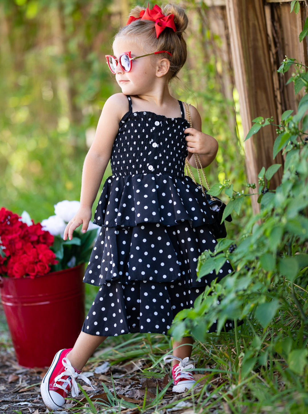 Toddler Spring Dresses | Little Girls Polka Dot Tiered Ruffle Dress