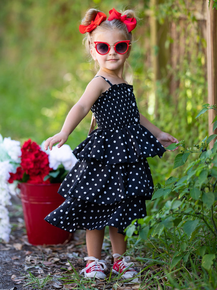 Toddler Spring Dresses | Little Girls Polka Dot Tiered Ruffle Dress