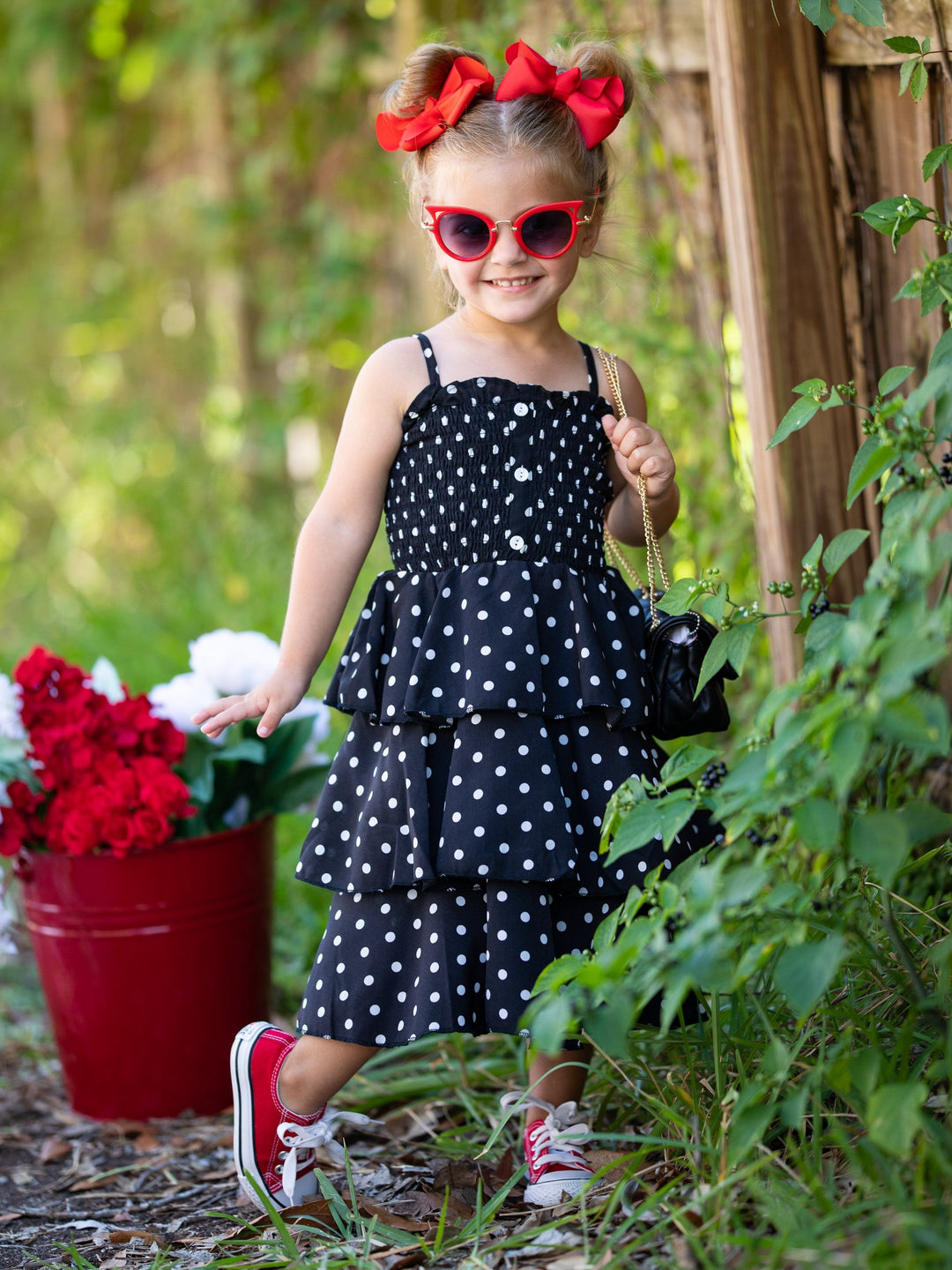 Toddler Spring Dresses | Little Girls Polka Dot Tiered Ruffle Dress