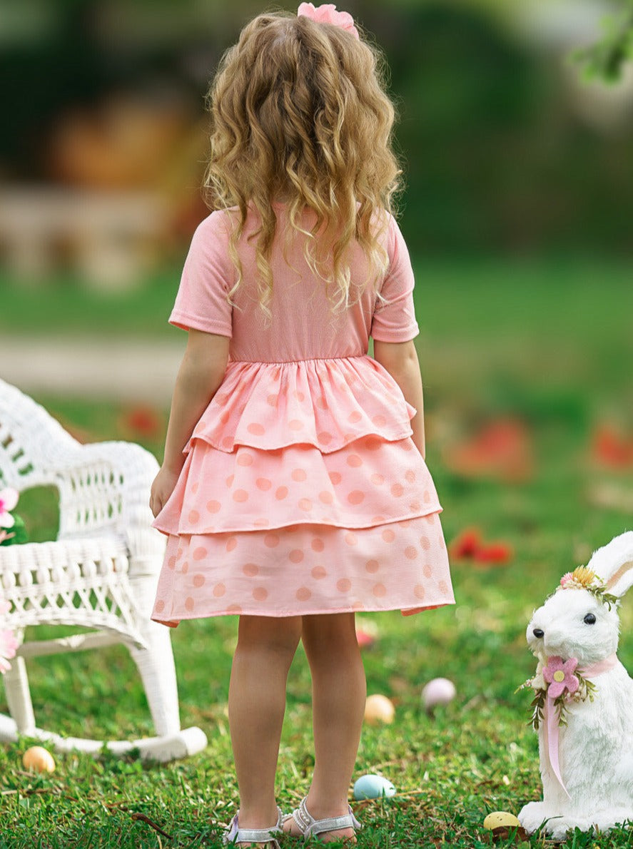 Mia Belle Girls Easter Dresses | Dotted Bunny Ears Tiered Ruffle Dress