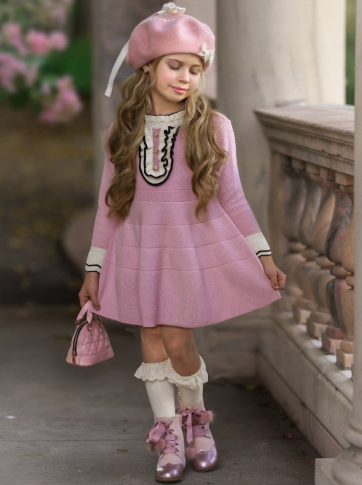 Girls Preppy Chic Clothes | Ruffle Bib Skater Dress | Mia Belle Girls